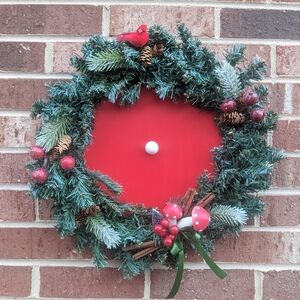 Festive Green and Red Holiday Wreath